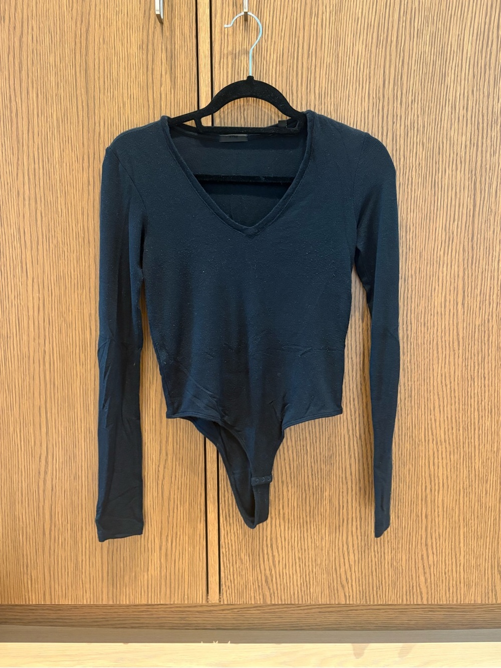 ATM Anthony Thomas Melillo Black V-Neck Long-Sleeve Bodysuit